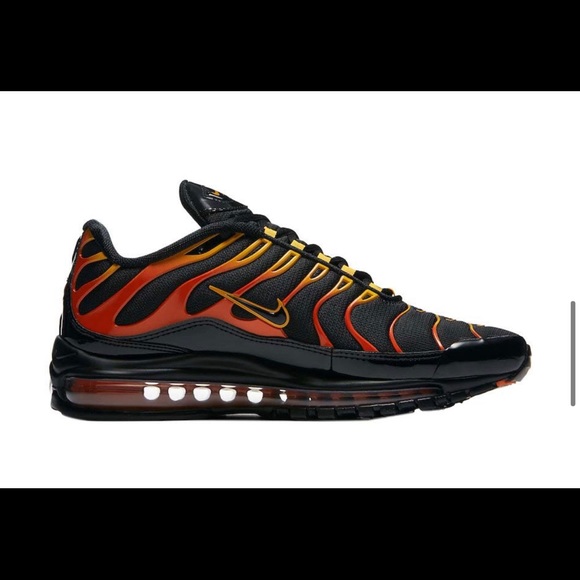 RARE Nike Air Max 97 plus Black Shock Orange - Picture 2 of 5